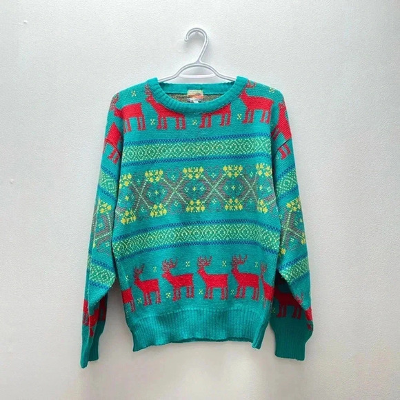 VINTAGE - Super Fun Reindeer Young Beat Holiday Sweater - Picture 1 of 6